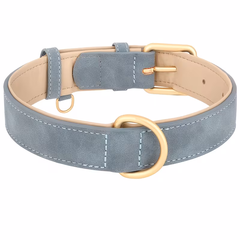 Collar Atelier Acolchado en Cuero PU — Celeste