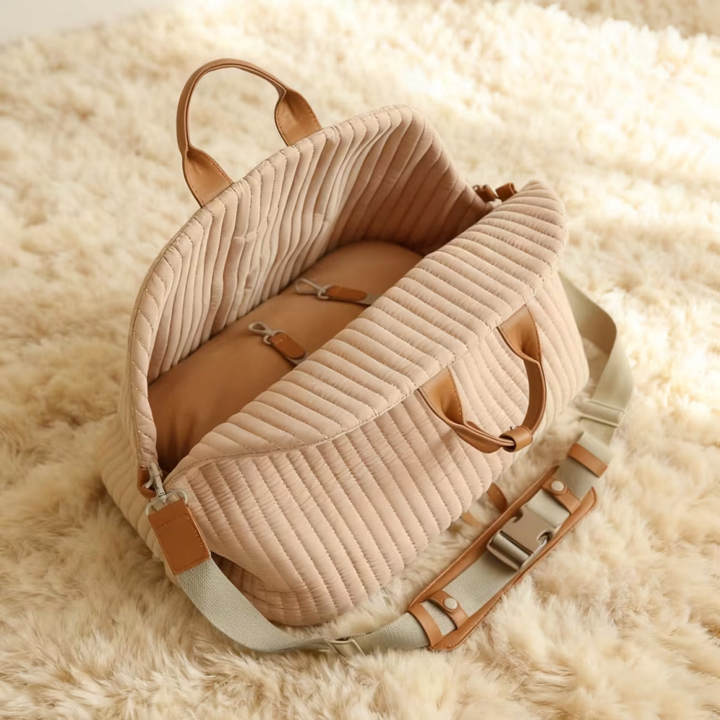 Transportador Voyage Matelassé con Asiento para Auto — Khaki